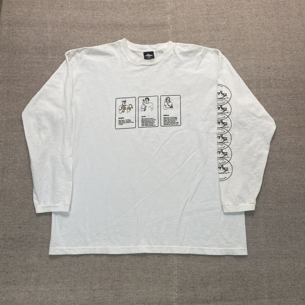 Vintage‎ PNB Nation Graphic Long Sleeve Shirt Mens XXL White 1990s PNB Nation
